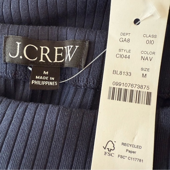J. Crew Premium Rib Side Button Top Nautical Navy Stretch Preppy Boat Neck M - Picture 8 of 10